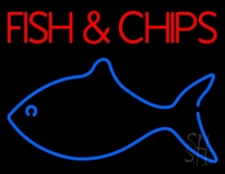 Fish And Chips With Fish Logo Neon Sign