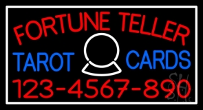 Red Fortune Teller Blue Tarot Cards With Phone Number Neon Sign