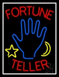 Red Fortune Teller With Logo And White Border Neon Sign