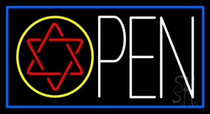 Red Open Psychic Blue Border Neon Sign