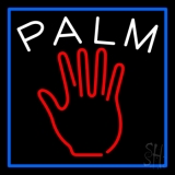 Red Palm Blue Border Neon Sign