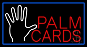 Red Palm Cards Blue Border Neon Sign