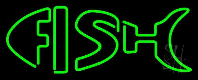 Green Double Stroke Fish Neon Sign