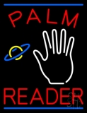 Red Palm Reader Blue Line Neon Sign
