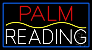 Red Palm Yellow Line White Reading Blue Border Neon Sign