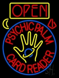 Red Psychic Palm Card Reader Open And Logo Neon Sign