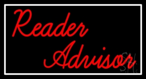 Red Reader Advisor With White Border Neon Sign