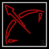Red Sagittarius Logo White Border Neon Sign