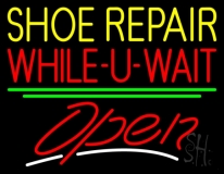 Shoe Repair While You Wait Open Neon Sign