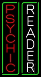 Vertical Red Psychic White Reader Green Border Neon Sign