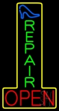 Vertical Shoe Repair Open Neon Sign