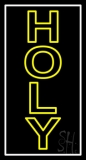 Vertical Yellow Holy Neon Sign