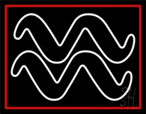 White Aquarius Logo Red Border Neon Sign