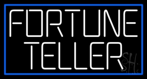 White Fortune Teller With Blue Border Neon Sign