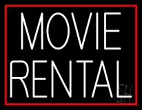 White Movie Rental Neon Sign