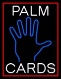 White Palm Cards Red Border Neon Sign