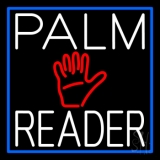 White Palm Reader With Blue Border Neon Sign
