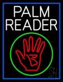 White Palm Reader With Logo Blue Border Neon Sign