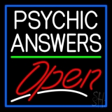 White Psychic Answers Red Open Green Line Blue Border Neon Sign
