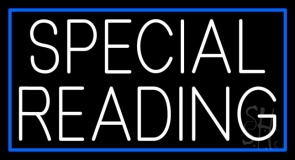 White Special Reading Blue Border Neon Sign