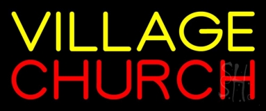 Yellow Village Red Church Neon Sign