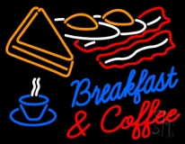Blue Breakfast Red And Coffee Neon Sign