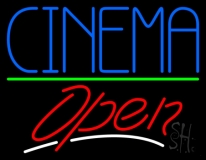 Blue Cinema Open Neon Sign