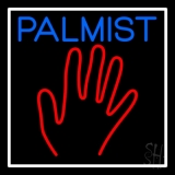 Blue Palmist Red Palm White Border Neon Sign