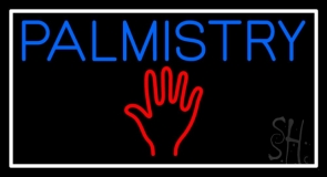Blue Palmistry Red Palm White Border Neon Sign