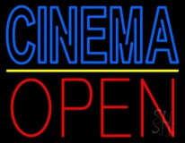 Double Stroke Blue Cinema Open Neon Sign