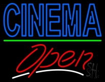 Double Stroke Cinema Open Neon Sign