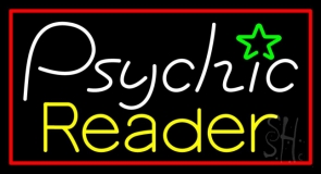 European Psychic Reader With Red Border Neon Sign