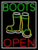 Green Boots With Logo Open Neon Sign