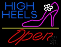 High Heels Open With Yellow Line Neon Sign