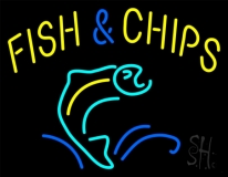 Yellow Fish And Chips Neon Sign