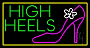 High Heels With Yellow Border Neon Sign