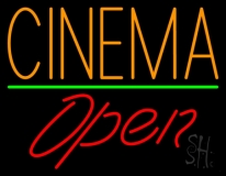 Orange Cinema Open Neon Sign