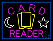 Pink Card Reader Blue Border Neon Sign