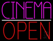 Pink Cinema Open Neon Sign