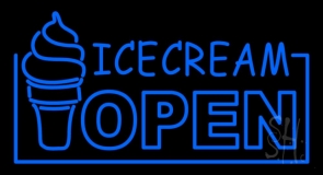 Blue Ice Cream Open Neon Sign