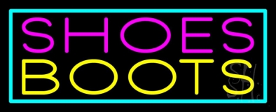 Pink Shoes Yellow Boots Turquoise Border Neon Sign