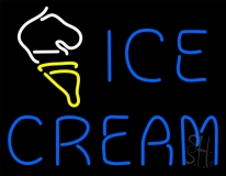 Blue Ice Cream With Cone Neon Sign