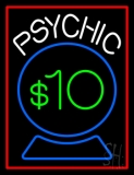 Psychic With Crystal Globe Red Border Neon Sign