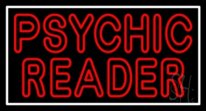 Red Double Stroke Psychic Reader White Border Neon Sign