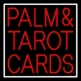 Red Palm And Tarot Cards Block White Border Neon Sign