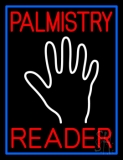 Red Palmistry Reader Blue Border Neon Sign