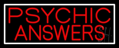 Red Psychic Answers With White Border Neon Sign