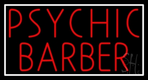 Red Psychic Barber With Border Neon Sign