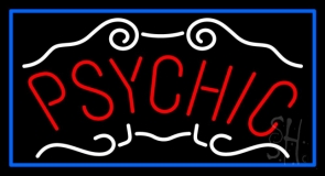 Red Psychic Blue Border Neon Sign
