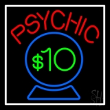 Red Psychic Blue Crystal Globe And White Border Neon Sign